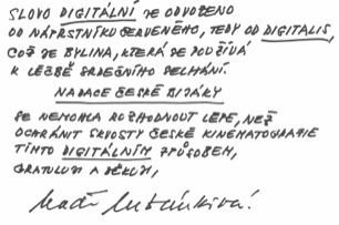 Dopis od Nadi Urbánkové